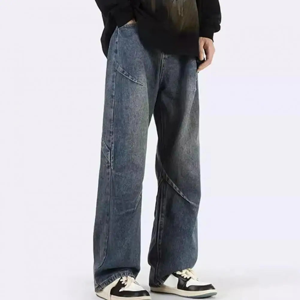 Casual Draped Baggy Jeans