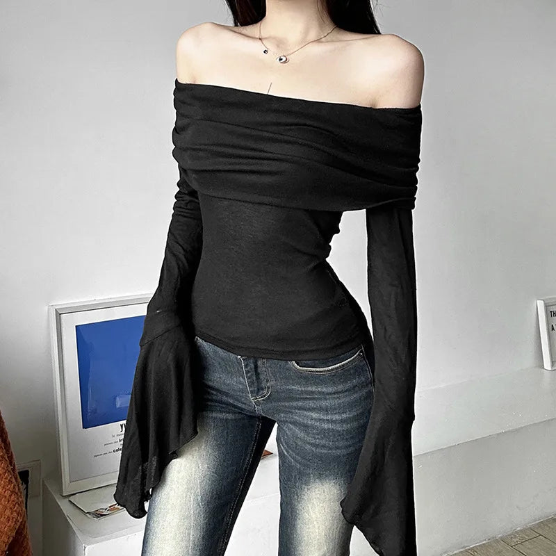 Trendy Slash Neck Top