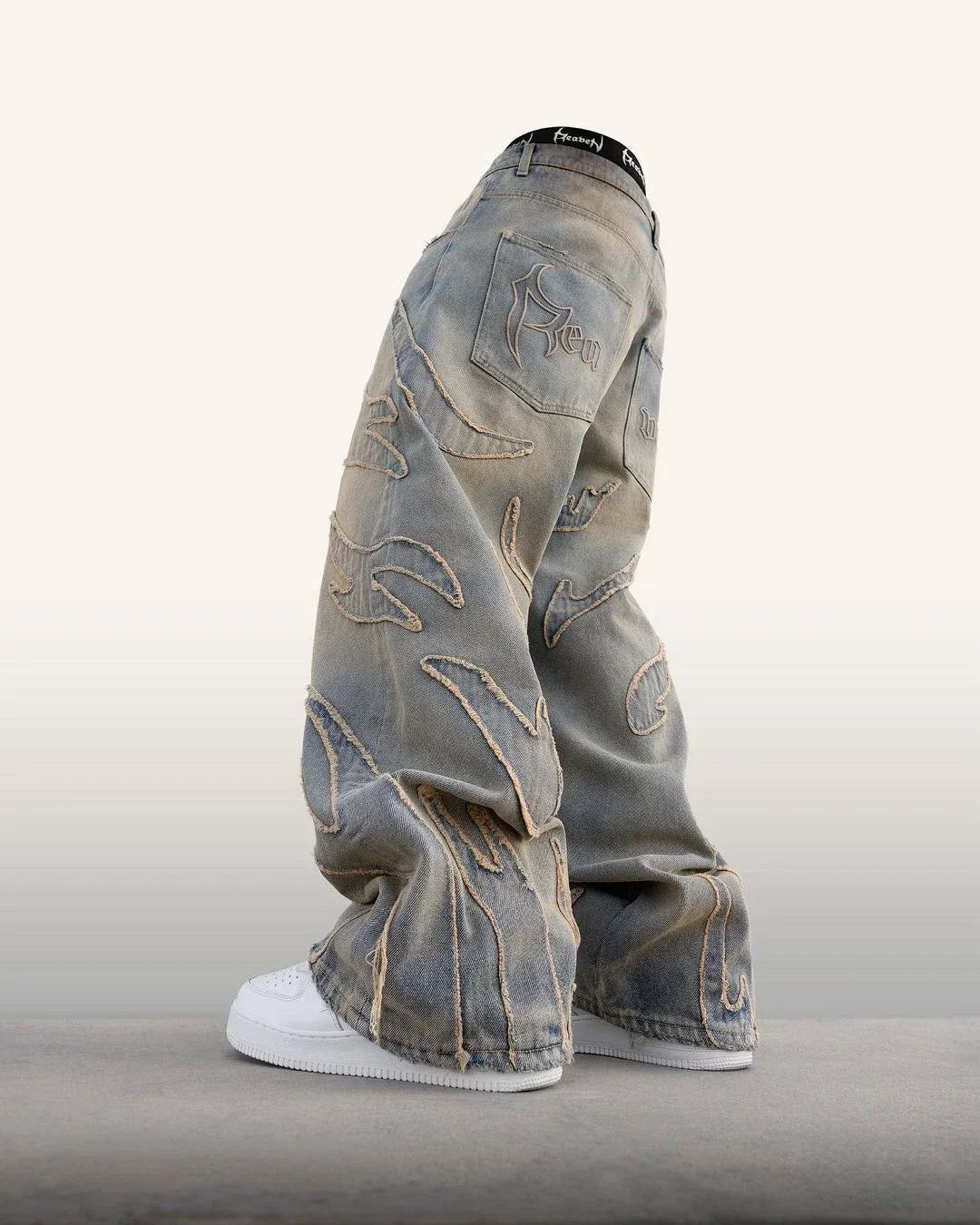 Retro Ripped Splice Baggy Jeans