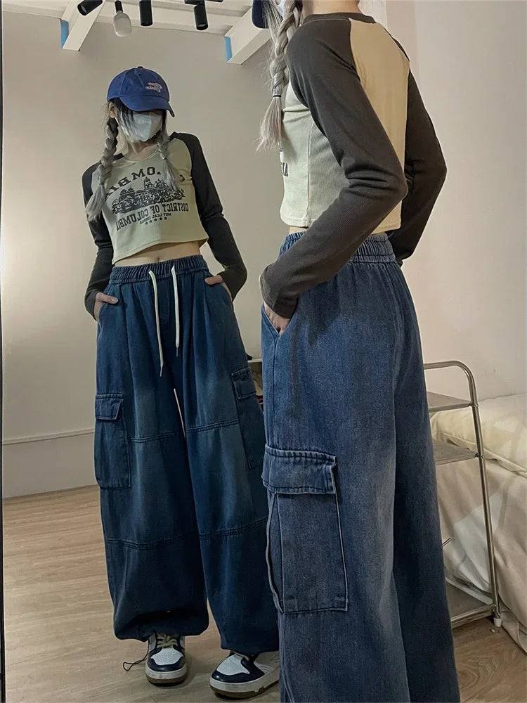 Vintage Blue Cargo Baggy Jeans