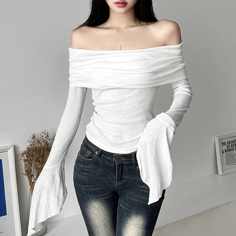 Trendy Slash Neck Top