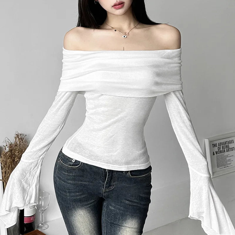 Trendy Slash Neck Top