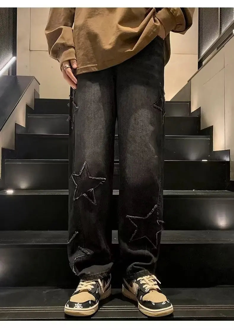 Star Embroidery Baggy Jeans