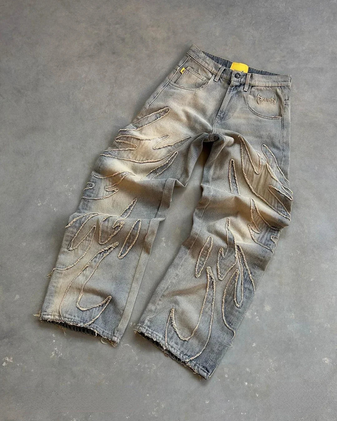 Retro Ripped Splice Baggy Jeans