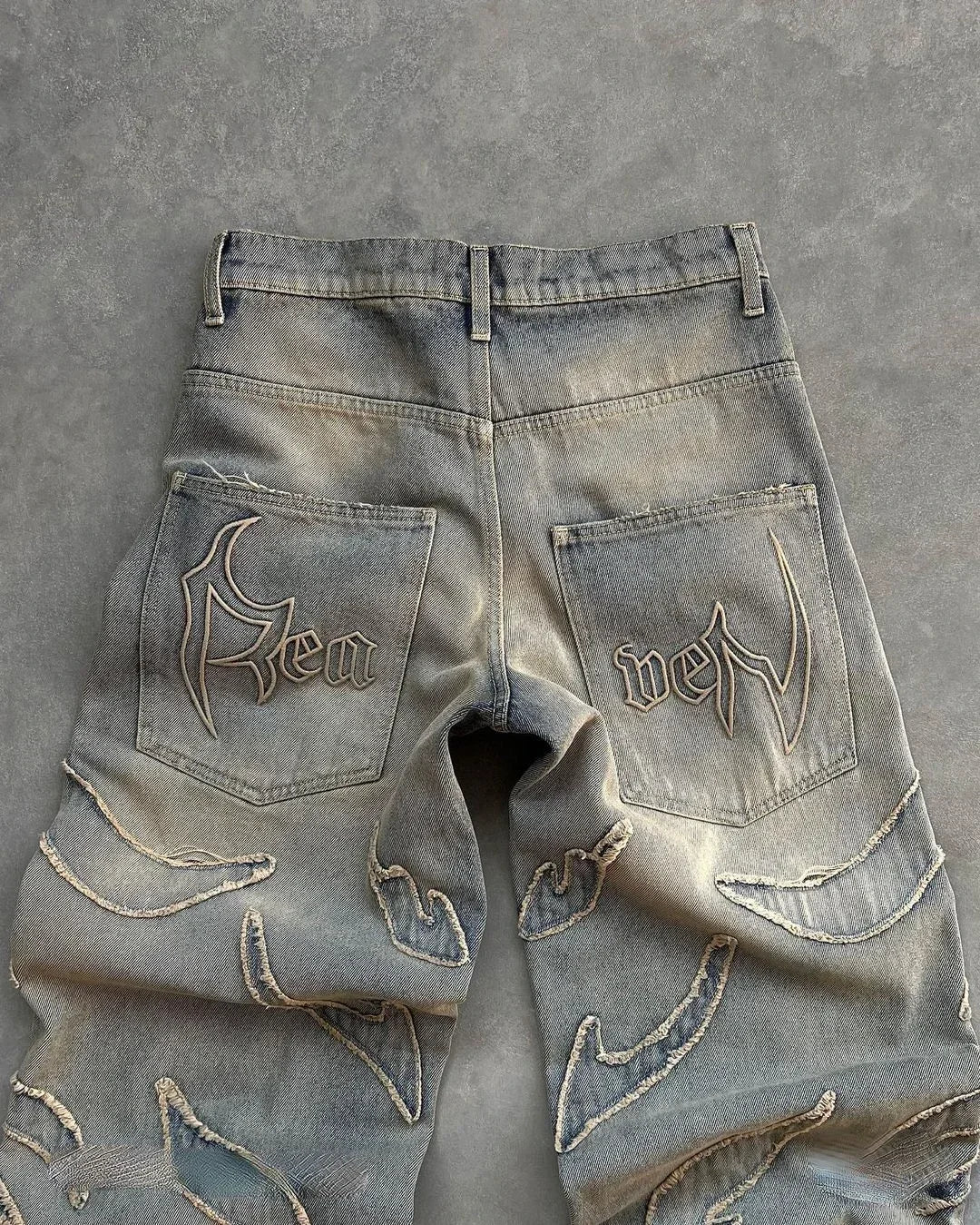 Retro Ripped Splice Baggy Jeans