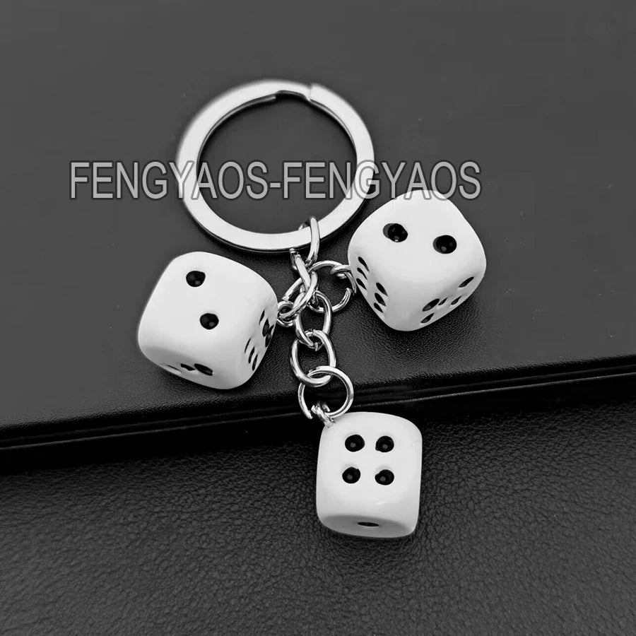 White Dice Keychain