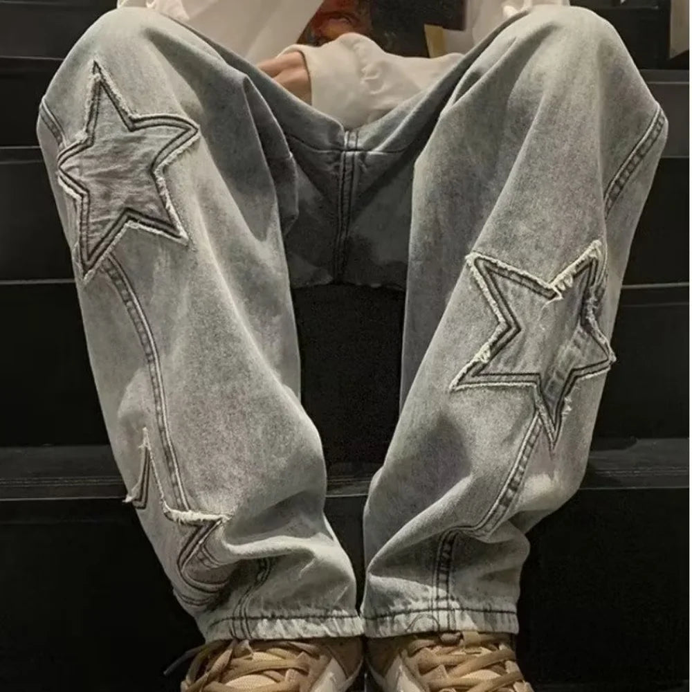 Star Embroidery Baggy Jeans