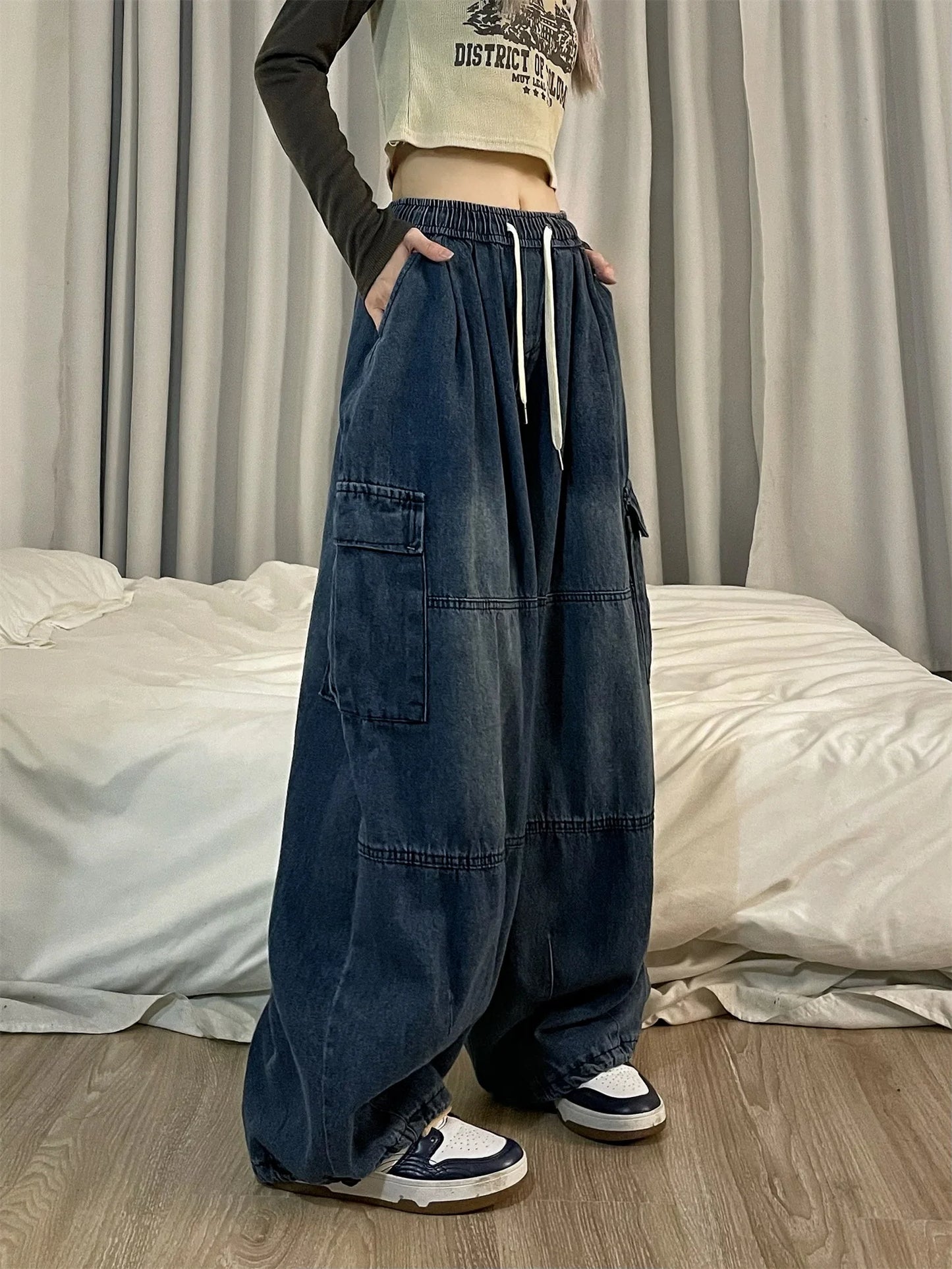 Vintage Blue Cargo Baggy Jeans