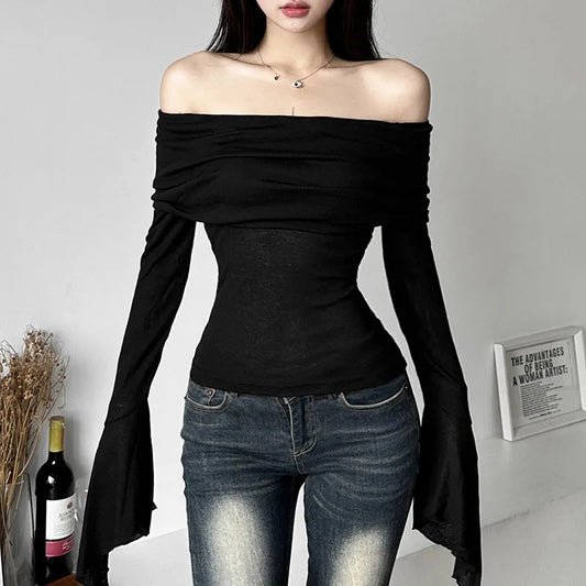 Trendy Slash Neck Top