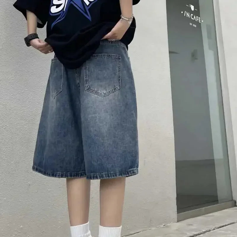 Retro Wave Oversized Denim Jorts