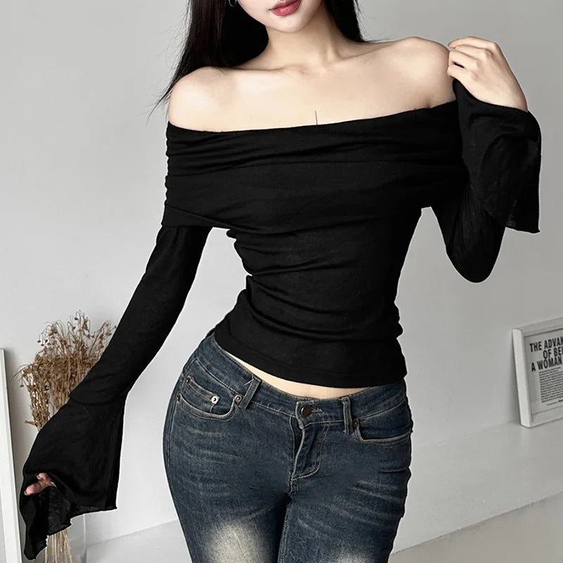 Trendy Slash Neck Top