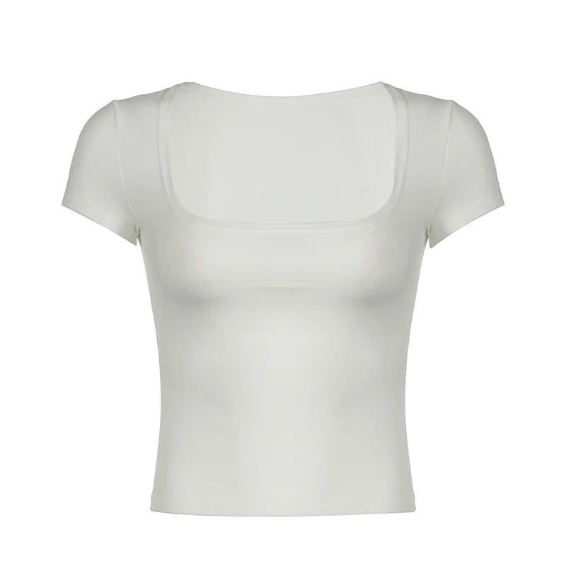 Elegant Square Neck Crop Tee