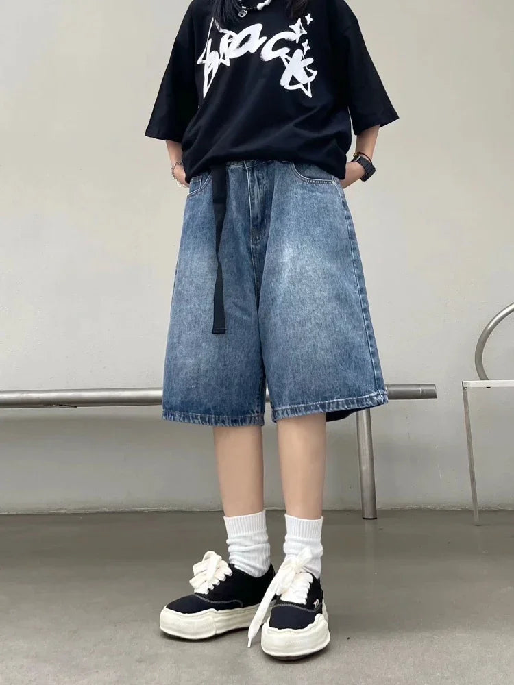 Retro Wave Oversized Denim Jorts